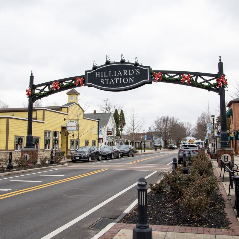 Hilliard Station arch in downtown Hilliard, Ohio